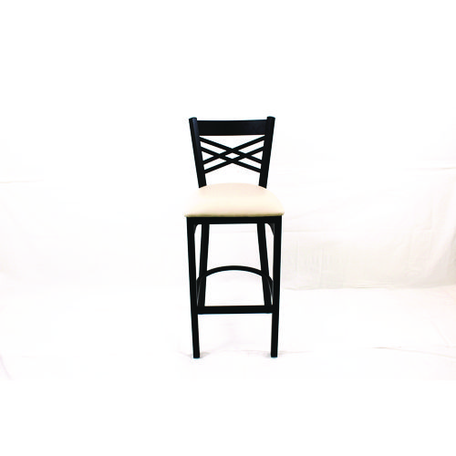 X Series Barstool, Supports Up to 300 lb, 29.5" Seat Height, Cream Seat, Black Back, Black Base