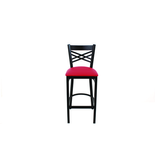 X Series Barstool, Supports Up to 300 lb, 29.5" Seat Height, Red Seat, Black Back, Black Base