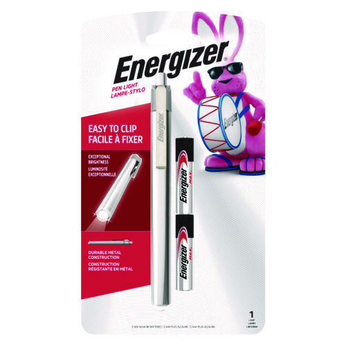 LED Pen Light, 2 AAA Batteries (Included), Silver/Black