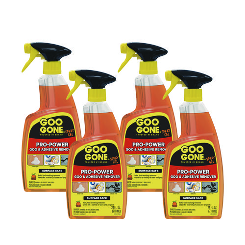 Image of Goo Gone® Pro-Power Cleaner, Citrus Scent, 24 Oz Spray Bottle, 4/Carton