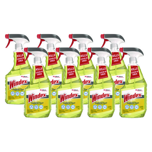 Windex® Multi-Surface Disinfectant Cleaner, Fresh Scent, 32 Oz Spray Bottle, 8/Carton