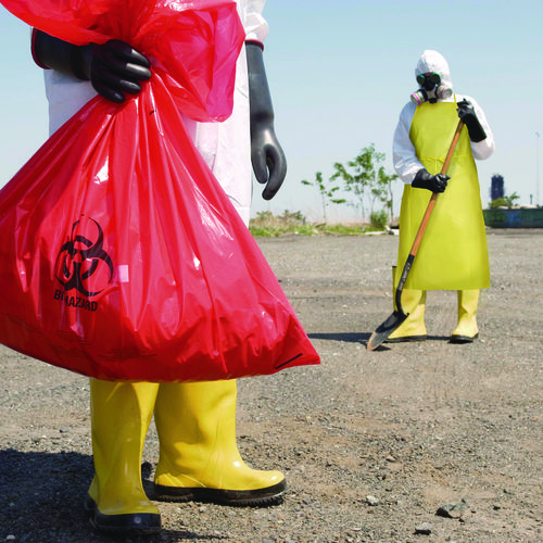 A70 Chemical Spray Protection Aprons, Polyethylene-Coated Fabric, One Size Fits Most, Yellow, 100/Carton