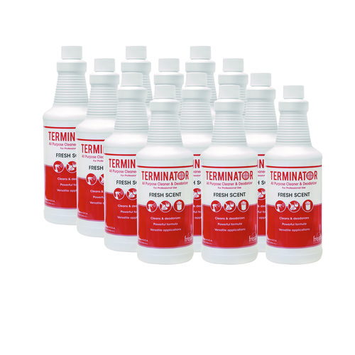 Terminator All-Purpose Cleaner/Deodorizer with (2) Trigger Sprayers, 32 oz Bottles, 12/Carton