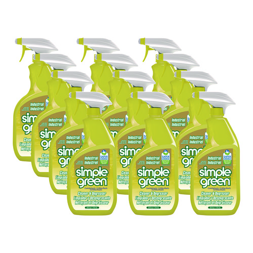 Simple Green® Industrial Cleaner And Degreaser, Concentrated, Lemon, 24 Oz Spray Bottle, 12/Carton