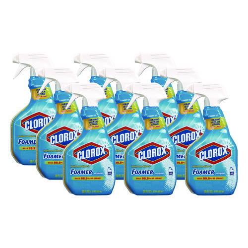 Clorox® Bleach Foamer Bathroom Spray, Original, 30 Oz Spray Bottle, 9/Carton