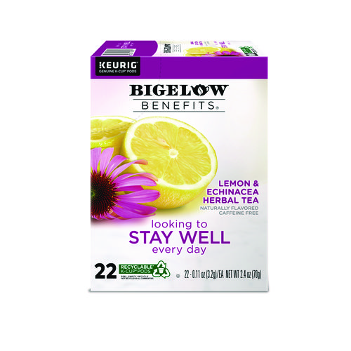 Bigelow® Benefits Lemon And Echinacea Herbal K-Cup, 0.11 Oz, 22/Box