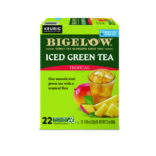 Tropical Iced Green Tea, K-Cup, 0.10 oz, 22/Box