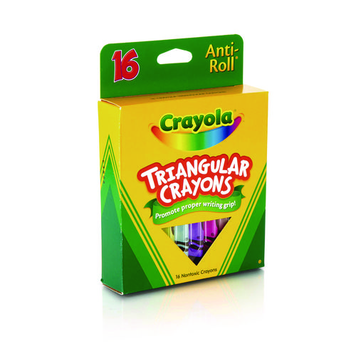 16-Color Triangular Crayons, Assorted, 16/Box