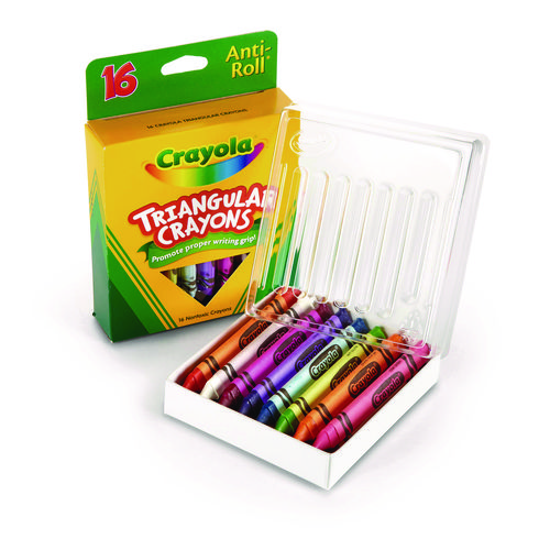 16-Color Triangular Crayons, Assorted, 16/Box