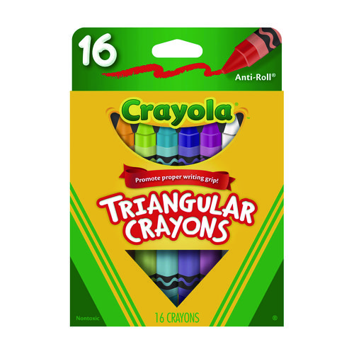 16-Color Triangular Crayons, Assorted, 16/Box