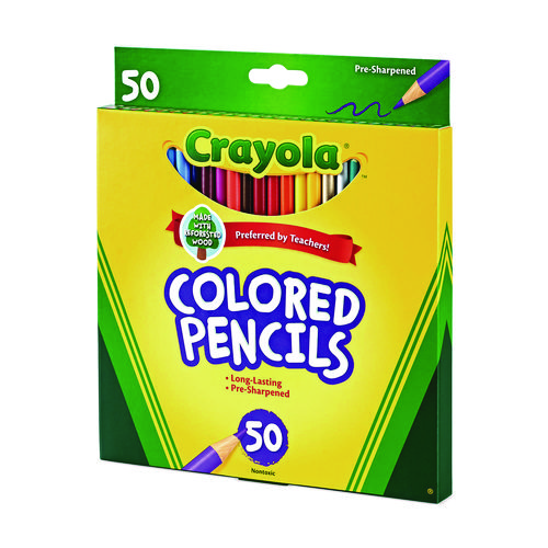 Long-Length Colored Pencil Set, 3.3 mm, 2B, Assorted Lead and Barrel Colors, 50/Box