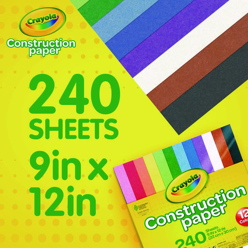 Construction Paper, 9 x 12, Assorted Colors, 240 Sheets/Pack