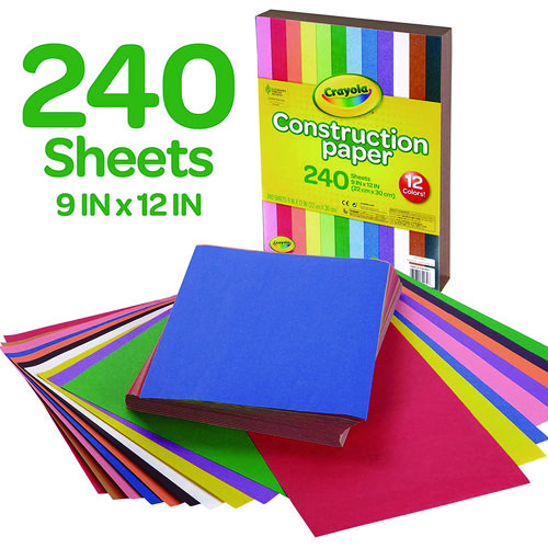 Construction Paper, 9 x 12, Assorted Colors, 240 Sheets/Pack