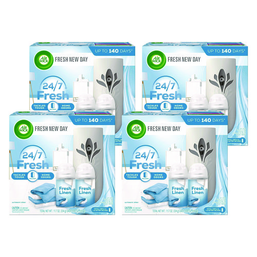 Air Wick® Freshmatic Ultra Automatic Pure Starter Kit, 3.19 X 8.44 X 7.75, White/Gray, Fresh Linen, 4/Carton