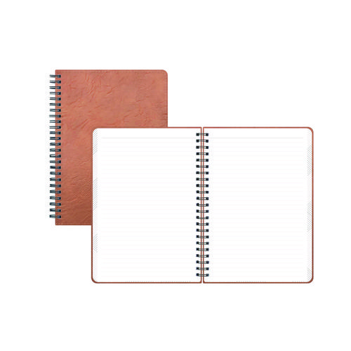 ASMBLD Faux Leather Wirebound Notebook, 1-Subject, Medium/College Rule, Tan Cover, (80) 8.5 x 5.75 Sheets