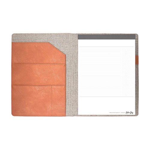 ASMBLD Professional Faux Leather Padfolio, 8.5 x 11 Pad, 9.45 x 12.13, Snap Closure, Tan