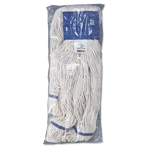 Image of Boardwalk® Super Loop Wet Mop Head, Cotton/Synthetic Fiber, 5" Headband, X-Large Size, White, 12/Carton