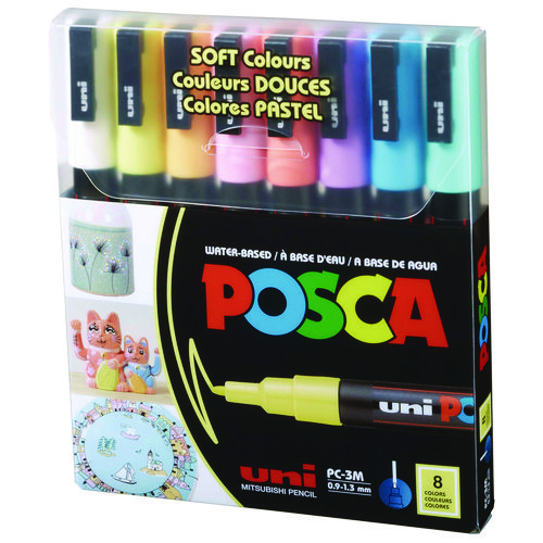 Water-Based Paint Markers, Fine Bullet Tip, 0.9 mm/1.3 mm, Assorted Colors, 8/Set