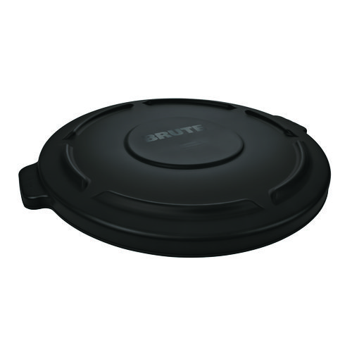 BRUTE Self-Draining Flat Top Lids for 32 gal Round BRUTE Containers, 22.25" dia x 1.63"h, Black