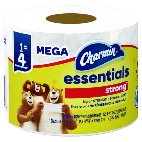 Essentials Strong Bathroom Tissue, Septic Safe, 1-Ply, White, 429/Roll, 36 Rolls/Carton