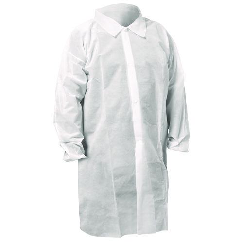 KGA10 Standard Weight Lab Coat for Non-Hazardous Particulate Protection, Large, White, 50/Carton