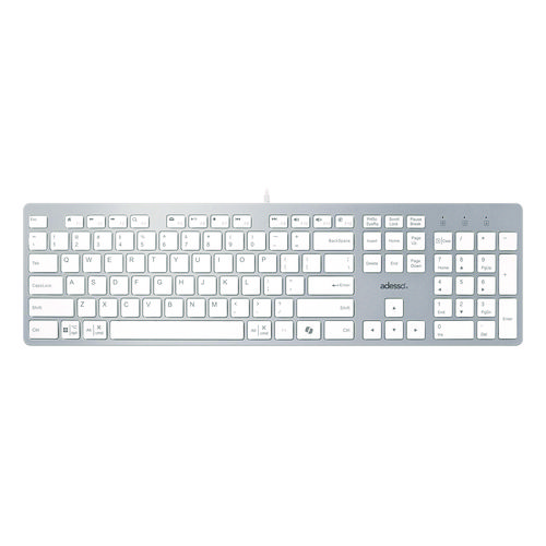 AKB-730UW Keyboard, Silver/White