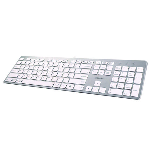 AKB-730UW Keyboard, Silver/White