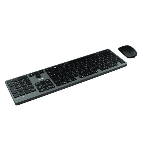 WKB-7300 Wireless Keyboard and Mouse, 2.4 GHz Frequency/30 ft Wireless Range, Gray/Black