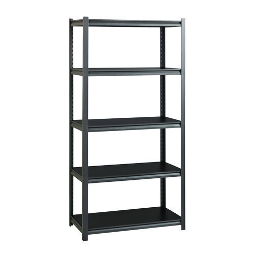 Steel Shelving Unit with Laminate Shelves, Five-Shelf, 36w x 18d x 72h, Steel, Black/Gun Metal Gray