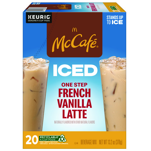 Iced One Step French Vanilla Latte K Cup Pods, French Vanilla, 20/Box