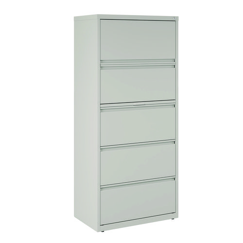 Lateral File, 5 Legal/Letter-Size File Drawers, Light Gray, 30" x 18.62" x 67.62"