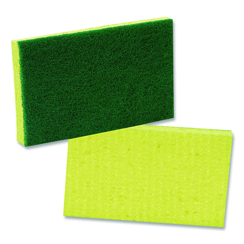 Medium-Duty Scrubbing Sponge, 3.6 x 6.1, 0.7" Thick, Yellow/Green