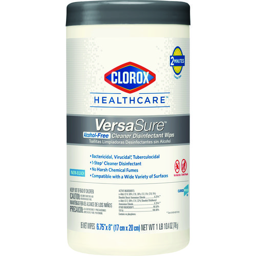 VersaSure Cleaner Disinfectant Wipes, 1-Ply, 8 x 6.75, Original Scent, White, 85 Towels/Can