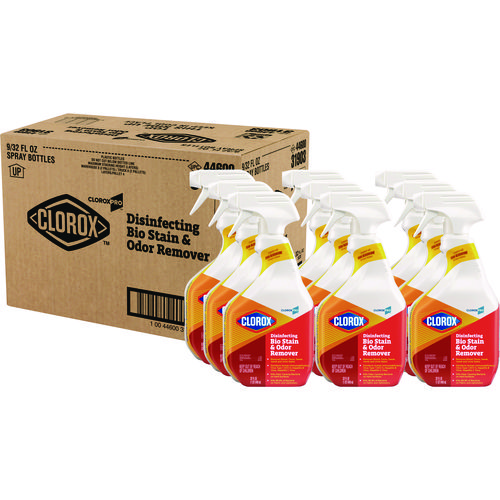 Disinfecting Bio Stain and Odor Remover, Fragranced, 32 oz Spray Bottle, 9/Carton