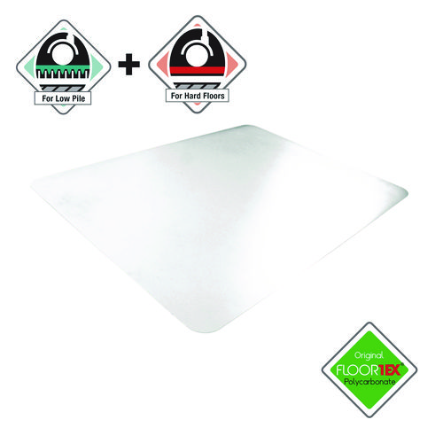 Cleartex Unomat Anti-Slip Chair Mat for Hard Floors/Flat Pile Carpets, 60" w x 48" l, Clear