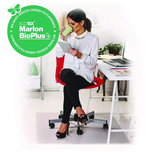 Ecotex Marlon BioPlus Rectangular Polycarbonate Chair Mat for Hard Floors, Rectangular, 29" w x 47" l, Clear