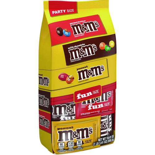 M and M'S Milk Chocolate, Peanut and Peanut Butter Variety Pack Fun Size Chocolate Candy Assortment, 19.41 oz Bag