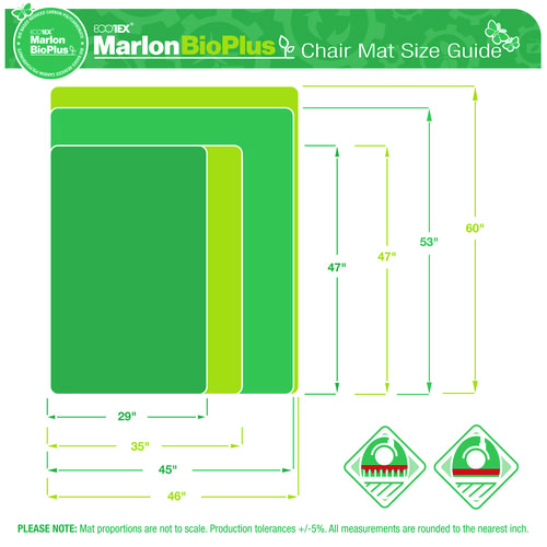 Ecotex Marlon BioPlus Rectangular Polycarbonate Chair Mat for Low/Medium Pile Carpets, Rectangular, 29 x 47, Clear