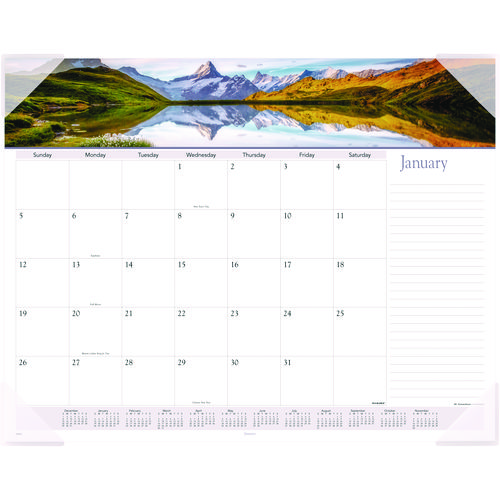 Landscape Panoramic Desk Pad, Landscapes Photography, 22 x 17, White Sheets, Clear Corners, 12-Month (Jan to Dec): 2025