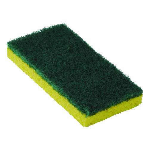 Resort Cut Scrub Sponge, Medium Duty, 6.25 x 3.18, Green/Yellow, 40/Carton