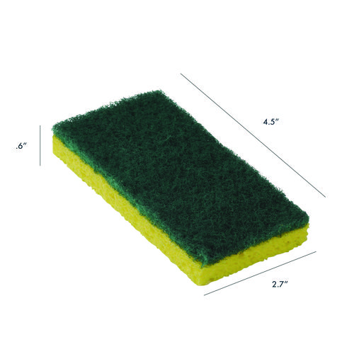 Resort Cut Scrub Sponge, Medium Duty, 6.25 x 3.18, Green/Yellow, 40/Carton