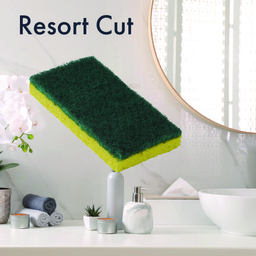 Resort Cut Scrub Sponge, Medium Duty, 6.25 x 3.18, Green/Yellow, 40/Carton