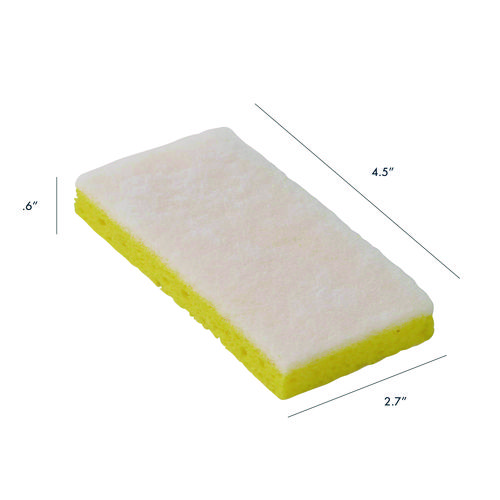 Resort Cut Scrub Sponge, Light Duty, 6.25 x 3.18, White/Yellow, 40/Carton