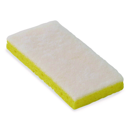 Resort Cut Scrub Sponge, Light Duty, 6.25 x 3.18, White/Yellow, 40/Carton