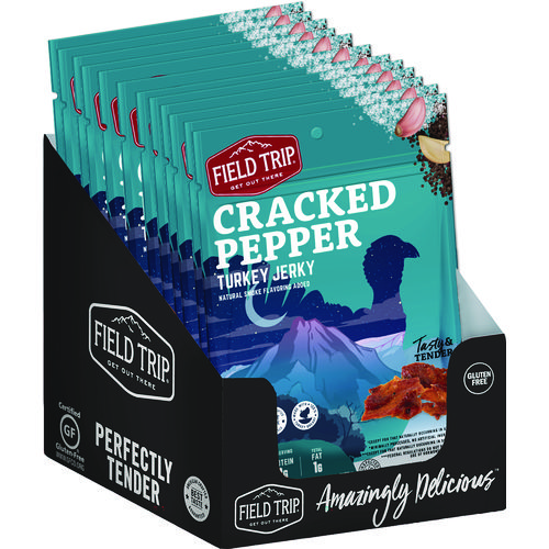 Turkey Jerky, Cracked Pepper Turkey, 1 oz Bag, 12 Bags/Carton