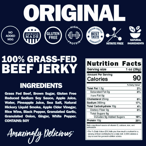 Beef Jerky, Original, 1 oz Bag, 12 Bags/Carton