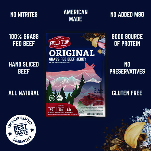 Beef Jerky, Original, 1 oz Bag, 12 Bags/Carton