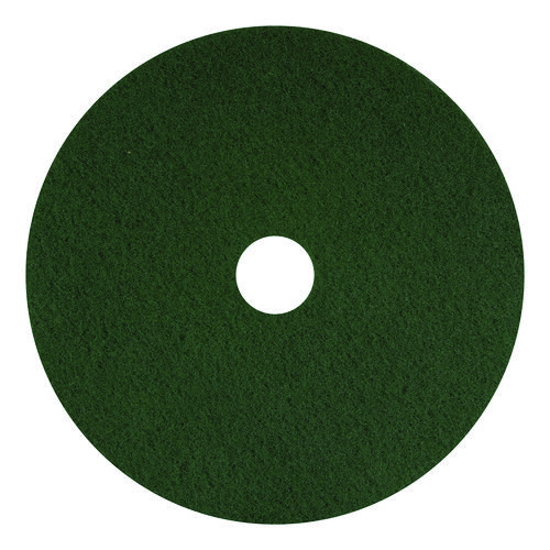 Scrubbing Pads, 12" Diameter, Green, 5/Carton