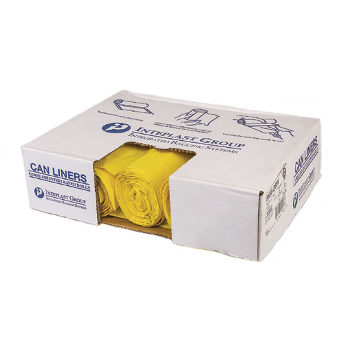 Low-Density Commercial Can Liners, Infectious Waste Biohazard, 30 gal, 1.15 mil, 30" x 43", Yellow, 25 Bags/Roll, 6 Rolls/CT