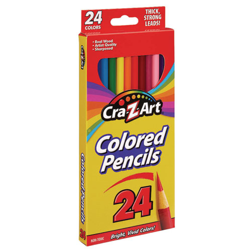 Colored Pencils, 24 Assorted Lead and Barrel Colors, 24/Set